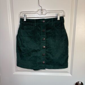 Hollister Dark Green Corduroy Mini Skirt